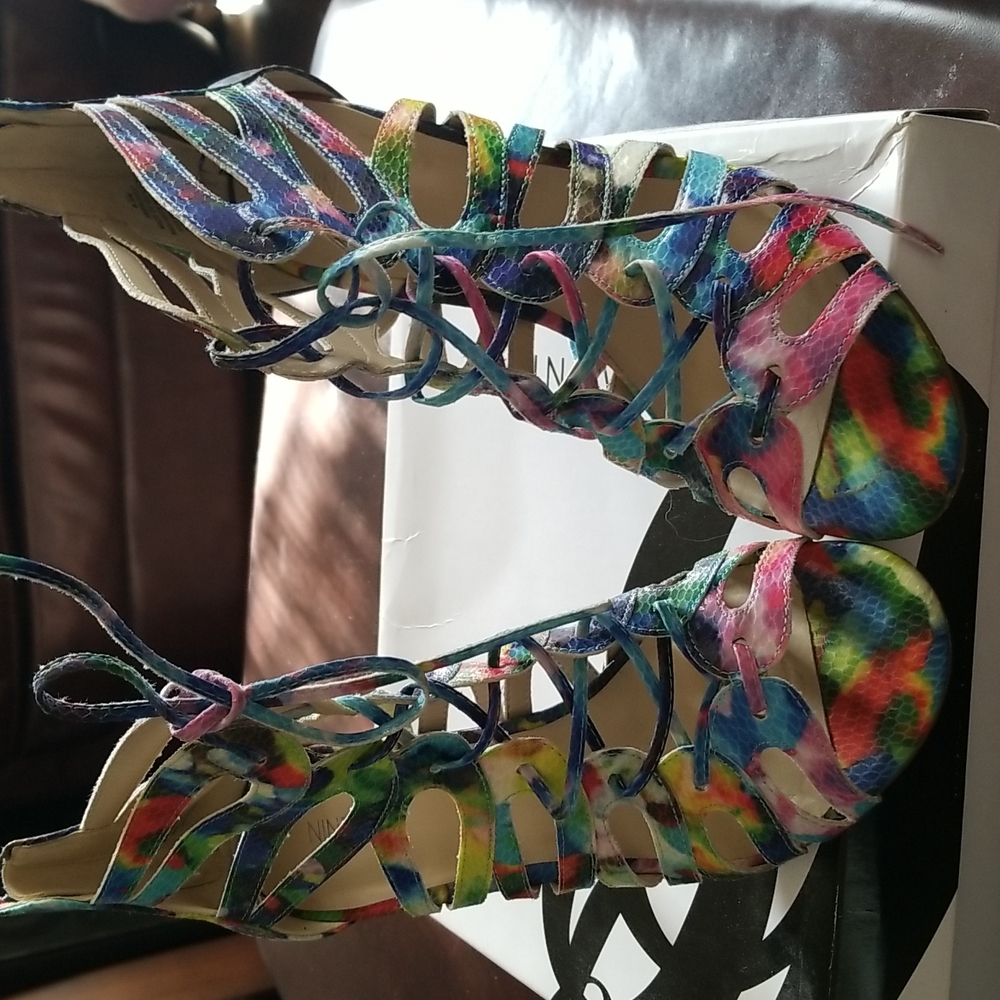 Multi Color Strappy Nine West Heels